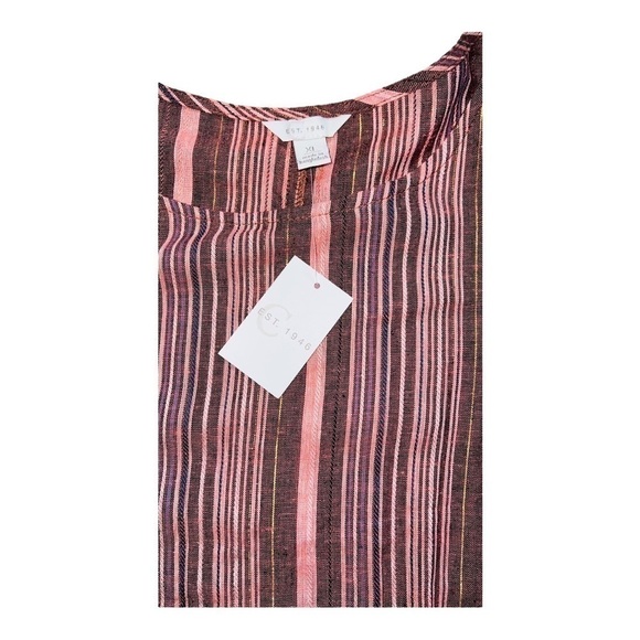 WORLD Travelers Tortoise Shell Long Sleeve Peasant Top XL NWT - Picture 2 of 4